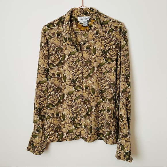 Vintage Silk Appeal 100% silk floral blouse top button down shirt - Picture 6 of 9